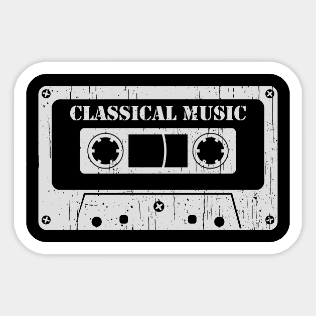 Classical Music Vintage Cassette White Classical Music Sticker